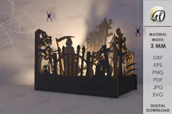 Wooden Halloween Lamp Laser Cut . Halloween lamp SVG Product Image 1