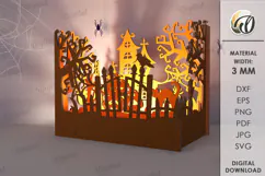 Wooden Halloween Lamp Laser Cut . Halloween lamp SVG Product Image 1