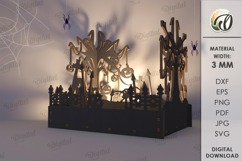 Wooden Halloween Lamp Laser Cut . Halloween lamp SVG Product Image 1