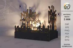 Wooden Halloween Lamp Laser Cut . Halloween lamp SVG Product Image 1