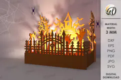 Wooden Halloween Lamp Laser Cut . Halloween lamp SVG Product Image 1