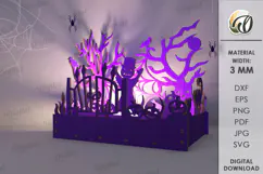 Wooden Halloween Lamp Laser Cut . Halloween lamp SVG Product Image 1