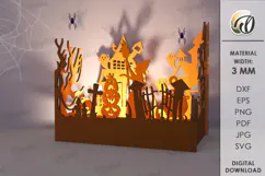 Wooden Halloween Lamp Laser Cut . Halloween lamp SVG Product Image 1