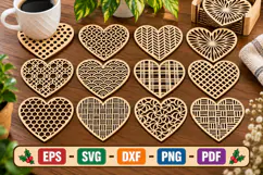 Wooden Heart Coaster SVG Collection, Laser Cut File Product Image 1
