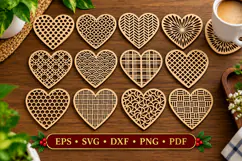 Wooden Heart Coaster SVG Collection, Laser Cut File Product Image 3