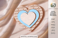 3D Heart Decor Laser Cut. Valentines Wall Decor SVG Product Image 1