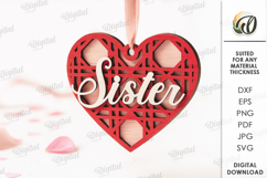 3D Heart Ornament Laser Cut. Valentine Decor SVG Product Image 1