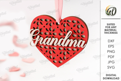 3D Heart Ornament Laser Cut. Valentine Decor SVG Product Image 1