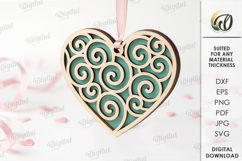 3D Heart Ornament Laser Cut. Valentine Decor SVG Product Image 1