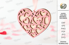 3D Heart Ornaments Bundle Laser Cut. Valentine Decor SVG Product Image 11
