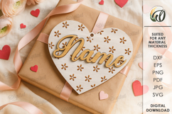 Wooden Heart Tag Laser Cut. Gift Tag SVG Product Image 1