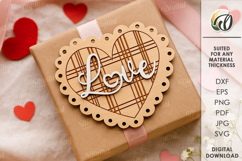 Wooden Heart Tag Laser Cut. Gift Tag SVG Product Image 1