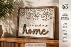 3D Floral Home Sign Laser Cut. Wall Decor SVG Product Image 1