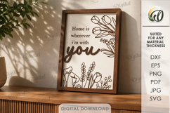 3D Floral Home Sign Laser Cut. Wall Decor SVG Product Image 1