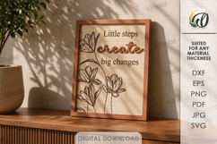 3D Floral Home Sign Laser Cut. Wall Decor SVG Product Image 1