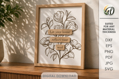 3D Floral Home Sign Laser Cut. Wall Decor SVG Product Image 1