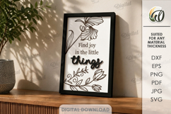 3D Floral Home Sign Laser Cut. Wall Decor SVG Product Image 1