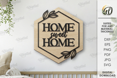 Wooden Home Sign Laser Cut. Home Decor SVG. Boho Wall Art Product Image 1