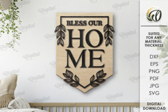 Wooden Home Sign Laser Cut. Home Decor SVG. Boho Wall Art Product Image 1