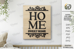 Wooden Home Sign Laser Cut. Home Decor SVG. Boho Wall Art Product Image 1