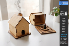 House Incense Cone Burner Laser Cut | Home Decor | House SVG Product Image 1