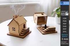 House Incense Cone Burner Laser Cut | Home Decor | House SVG Product Image 1
