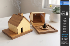 House Incense Cone Burner Laser Cut | Home Decor | House SVG Product Image 1