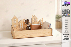 House Shaped Organizer Laser Cut | Desktop Storage Tray SVG Product Image 1