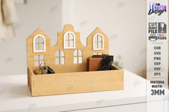 House Shaped Organizer Laser Cut | Desktop Storage Tray SVG Product Image 1
