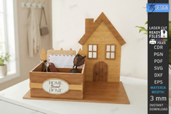 House Shaped Organizer Laser Cut | Desktop Storage Box SVG Product Image 1