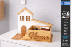 House Shaped Organizer Laser Cut | Desktop Storage Box SVG Product Image 1