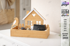 House Shaped Organizer Laser Cut | Desktop Storage Tray SVG Product Image 1