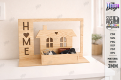 House Shaped Organizer Laser Cut | Desktop Storage Tray SVG Product Image 1