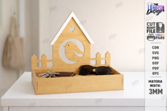 House Shaped Organizer Laser Cut | Desktop Storage Tray SVG Product Image 1