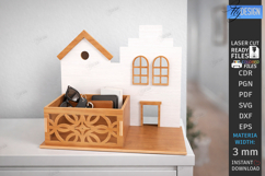 House Shaped Organizer Laser Cut | Desktop Storage Box SVG Product Image 1