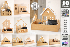 House Shaped Organizers Laser Bundle | Desktop Storage Trays Product Image 1