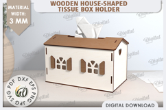 Tissue Box Laser Cut. 3D House Tissue Holder SVG Product Image 1