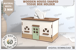 Tissue Box Laser Cut. 3D House Tissue Holder SVG Product Image 1