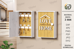 3D Key organizer box Laser Cut. Wooden Key Holder SVG Product Image 1