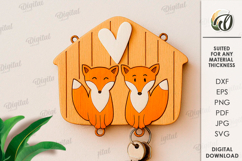 3D Key Holder Laser Cut. Wooden Key Holder Rack SVG Product Image 1
