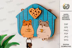 3D Key Holder Laser Cut. Wooden Key Holder Rack SVG Product Image 1