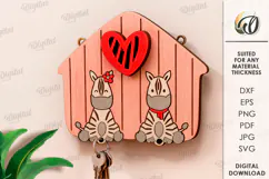3D Key Holder Laser Cut. Wooden Key Holder Rack SVG Product Image 1