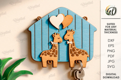 3D Key Holder Laser Cut. Wooden Key Holder Rack SVG Product Image 1