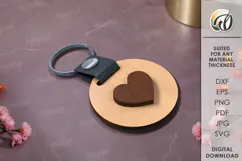 Wooden Keychain Laser Cut. Wooden acessories SVG Product Image 1