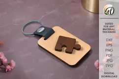 Wooden Keychain Laser Cut. Wooden acessories SVG Product Image 1
