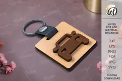 Wooden Keychain Laser Cut. Wooden acessories SVG Product Image 1