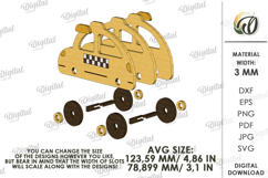 Wooden Kids Car Toys Laser Cut. Taxi On Wheels SVG Product Image 2