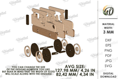 Wooden Kids Car Toys Laser Cut. Tractor On Wheels SVG Product Image 2