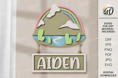 Wooden Kids Name Sign Laser Cut. Kids room wall decor SVG Product Image 1