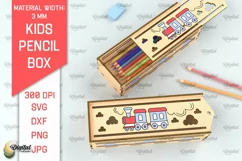 Laser Cut Wooden Kids Pencil Box. School Pencil Case SVG Product Image 1